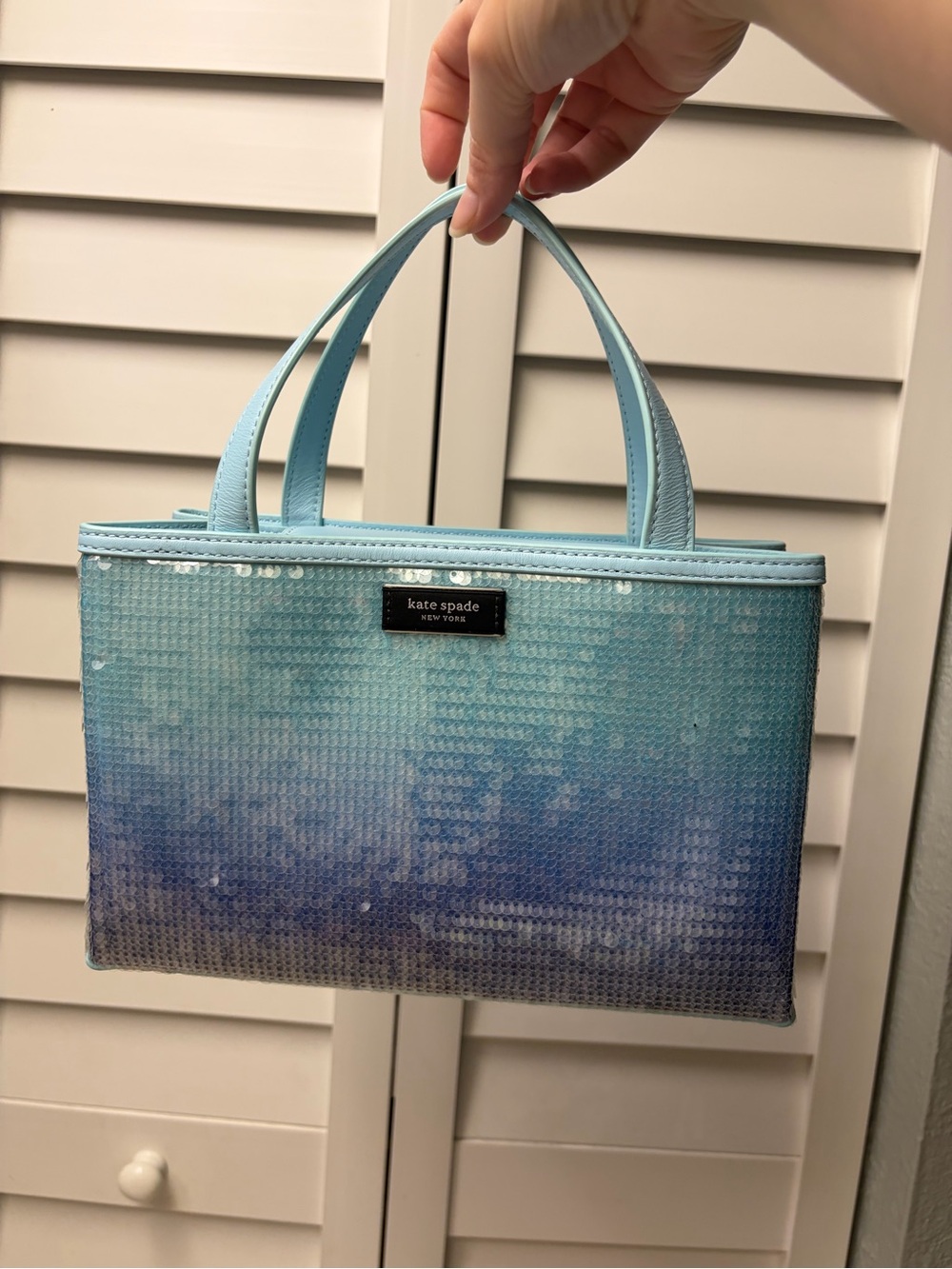 kate spade blue ombré sequin tote